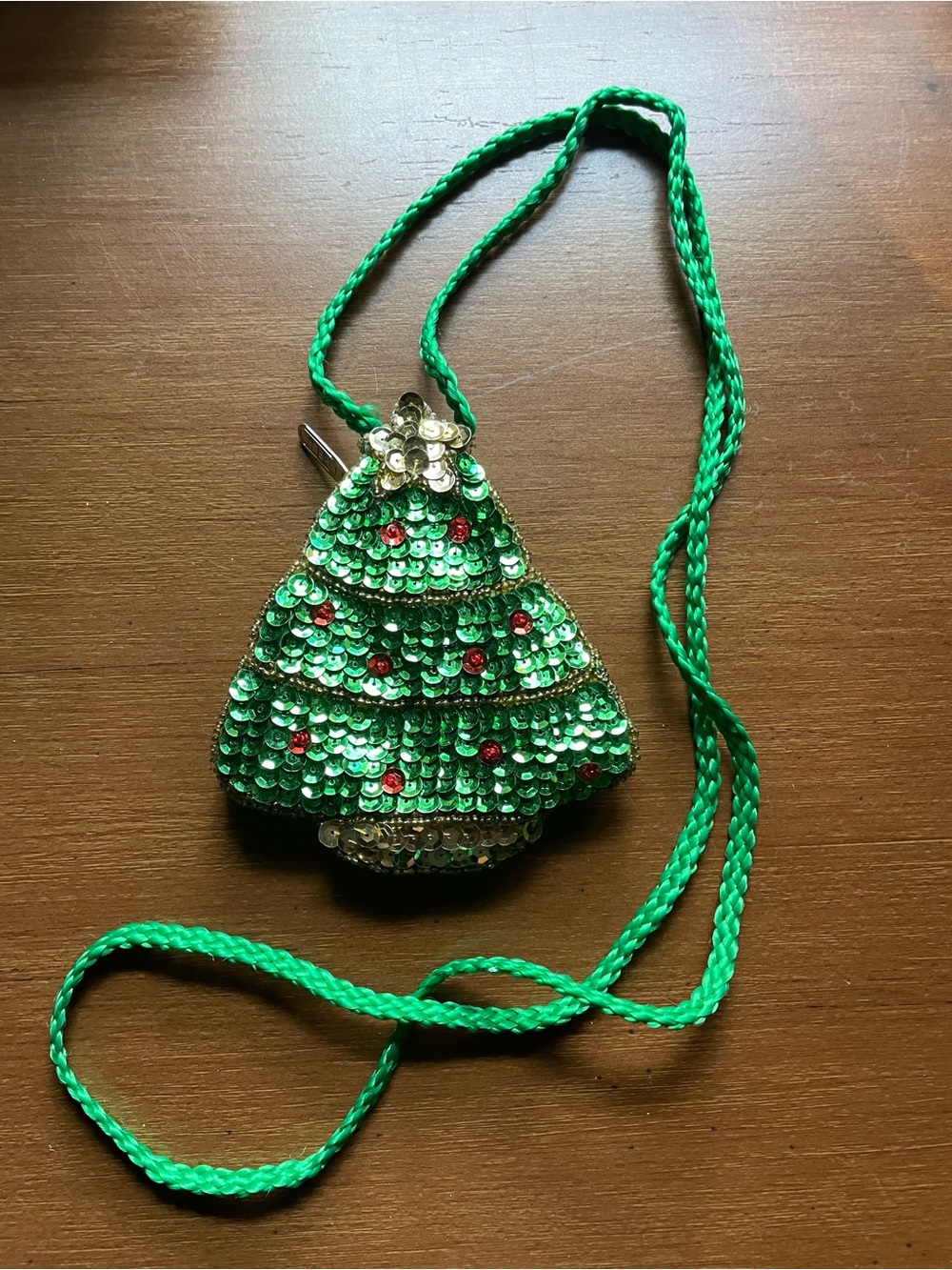 Vintage Christmas Tree Coin Purse Necklace / Shoulder Bag